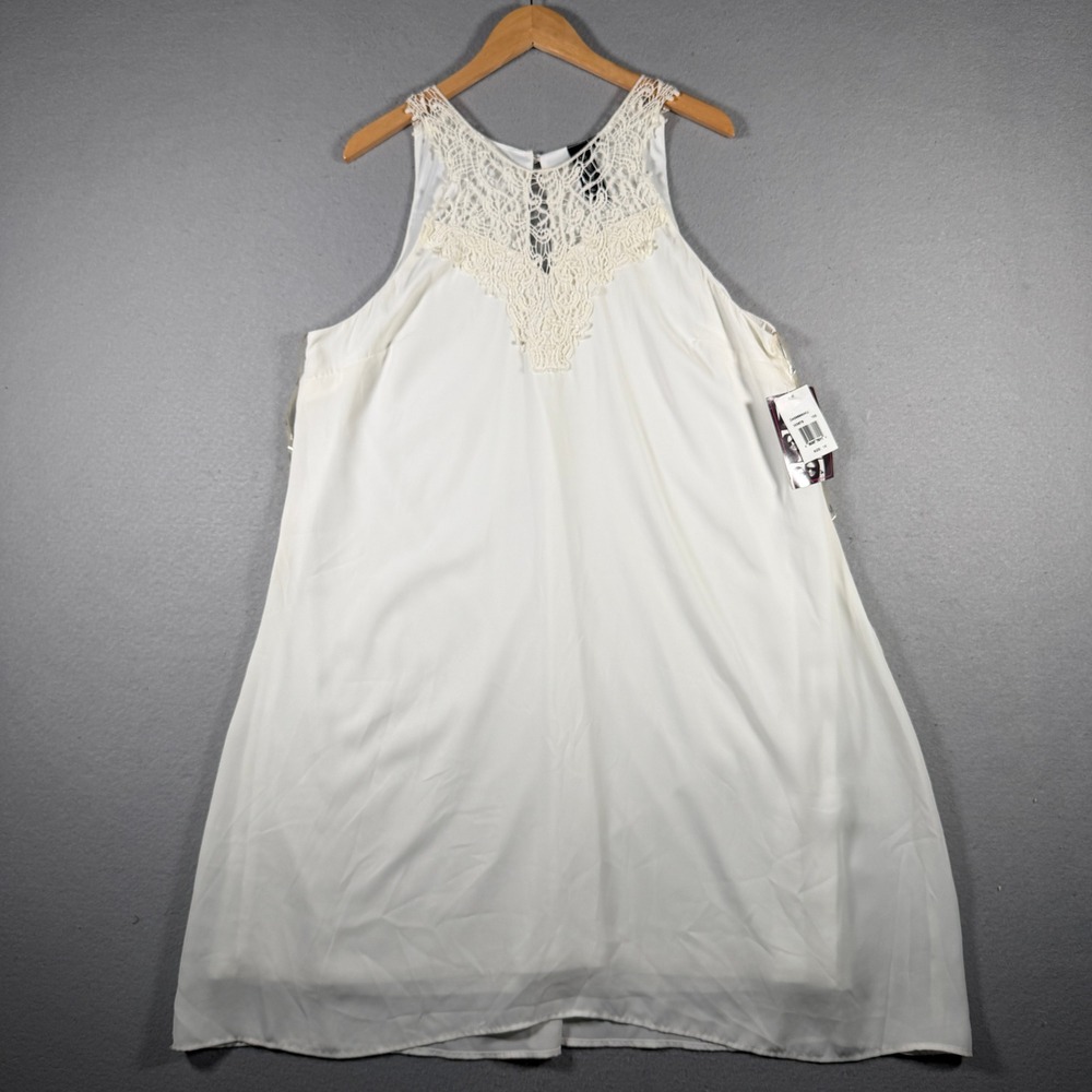 Trixxi Womens Plus 1X Ivory Crochet Lace High Neck Shift Dress D4G96950KU NWT